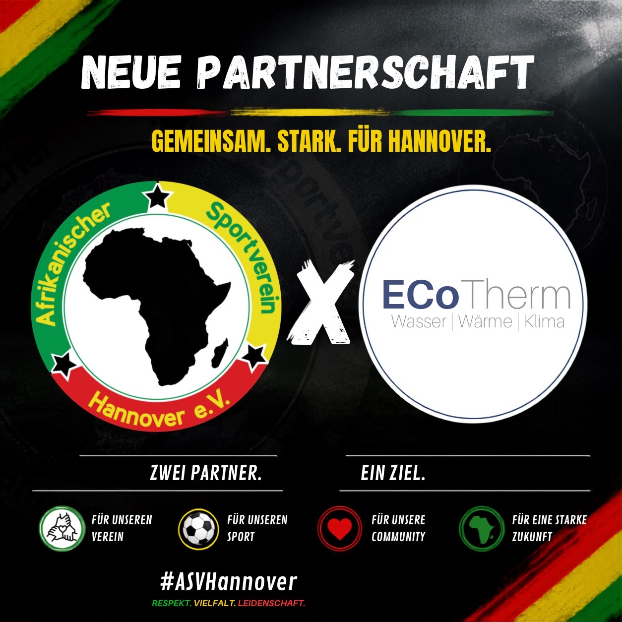 Neue Partnerschaft: ASV Hannover und EcoTherm — Gemeinsam. Stark. Für Hannover.