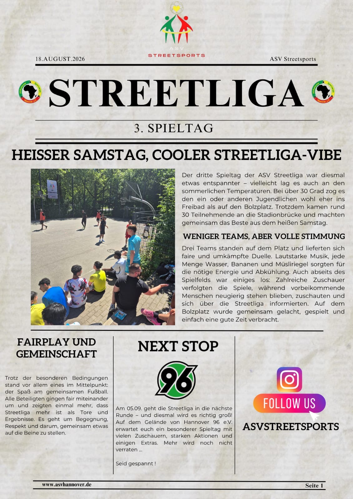 ASV Streetliga — 3. Spieltag, Ausgabe vom 18. August 2026